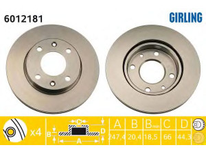 GIRLING 6012181 stabdžių diskas 
 Stabdžių sistema -> Diskinis stabdys -> Stabdžių diskas
91517694, 95669225, 424690, 4246A6