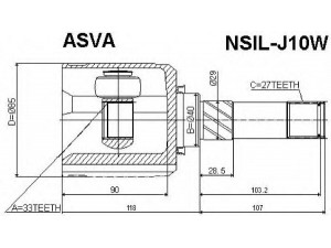 ASVA NSIL-J10W jungčių komplektas, kardaninis velenas 
 Ratų pavara -> Sujungimai/komplektas
39711-JD24C