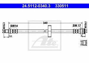 ATE 24.5112-0340.3 stabdžių žarnelė 
 Stabdžių sistema -> Stabdžių žarnelės
4806 72, 7662724, 4806 72
