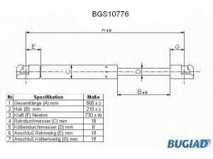 BUGIAD BGS10776 dujinė spyruoklė, bagažinė 
 Priedai -> Bagažinė/pakrovimo skyrius
60 25 300 735