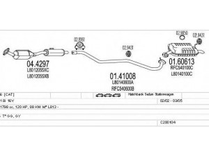 MTS C200104000165 išmetimo sistema 
 Išmetimo sistema -> Išmetimo sistema, visa