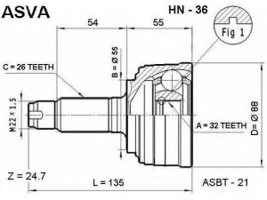 ASVA HN-36 jungčių komplektas, kardaninis velenas 
 Ratų pavara -> Sujungimai/komplektas
44306-SF1-305, 44010-S07-000, 44010-S10-010
