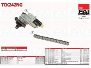 FAI AutoParts TCK242NG pavaros grandinės komplektas 
 Variklis -> Variklio uždegimo laiko reguliavimo kontrolė -> Sinchronizavimo grandinė/įtempiklis/kreiptuvas -> Pavaros grandinės komplektas