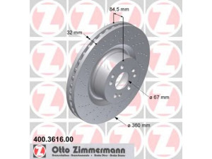 ZIMMERMANN 400.3616.00 stabdžių diskas 
 Dviratė transporto priemonės -> Stabdžių sistema -> Stabdžių diskai / priedai
220 421 1012, 220 421 1212