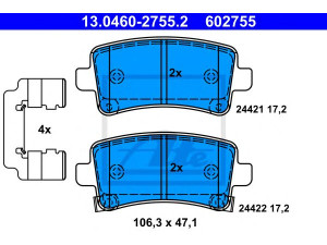 ATE 13.0460-2755.2 stabdžių trinkelių rinkinys, diskinis stabdys 
 Techninės priežiūros dalys -> Papildomas remontas
13237766, 13338368, 13343451, 16 05 104