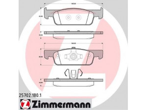 ZIMMERMANN 25702.180.1 stabdžių trinkelių rinkinys, diskinis stabdys 
 Techninės priežiūros dalys -> Papildomas remontas
410602581R, 410605612R
