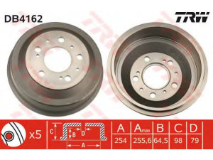 TRW DB4162 stabdžių būgnas 
 Stabdžių sistema -> Būgninis stabdys -> Stabdžių būgnas
424738, 1306211080, 424738