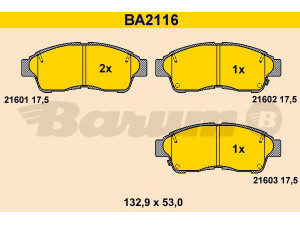BARUM BA2116 stabdžių trinkelių rinkinys, diskinis stabdys 
 Techninės priežiūros dalys -> Papildomas remontas
04465-12540, 04465-20120, 04465-33040