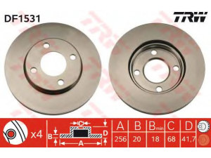 TRW DF1531 stabdžių diskas 
 Dviratė transporto priemonės -> Stabdžių sistema -> Stabdžių diskai / priedai
853615301A, 853615301AC, 853615301C