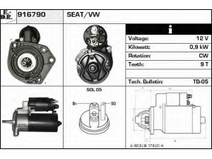 EDR 916790 starteris 
 Elektros įranga -> Starterio sistema -> Starteris
036911023Q, 036911023QX, 085911023E