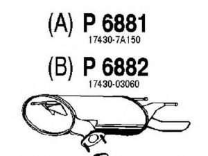 FENNO P6881 galinis duslintuvas 
 Išmetimo sistema -> Duslintuvas
17430-77150, 17430-7A150