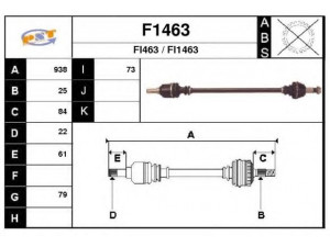 SNRA F1463 kardaninis velenas 
 Ratų pavara -> Kardaninis velenas
46308034