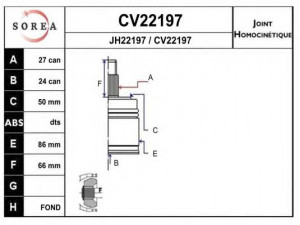 EAI CV22197K jungčių komplektas, kardaninis velenas 
 Ratų pavara -> Sujungimai/komplektas