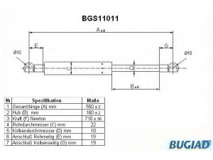 BUGIAD BGS11011 dujinė spyruoklė, bagažinė 
 Priedai -> Bagažinė/pakrovimo skyrius
74820-S1C-E01