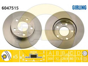 GIRLING 6047515 stabdžių diskas 
 Stabdžių sistema -> Diskinis stabdys -> Stabdžių diskas
424937, 424938, 4249A6, 51705758