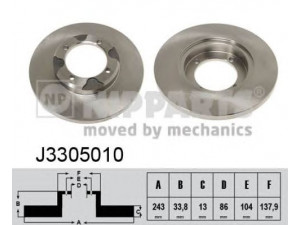 NIPPARTS J3305010 stabdžių diskas 
 Dviratė transporto priemonės -> Stabdžių sistema -> Stabdžių diskai / priedai
MB234070, MB238076, MB316676