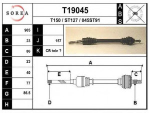 EAI T19045 kardaninis velenas
1853007R, 327342