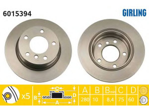 GIRLING 6015394 stabdžių diskas 
 Stabdžių sistema -> Diskinis stabdys -> Stabdžių diskas
34211158936, 34211162289, 34211164511