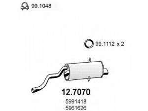 ASSO 12.7070 galinis duslintuvas 
 Išmetimo sistema -> Duslintuvas
5961626, 5991418