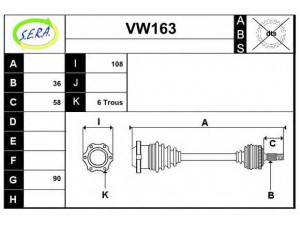 SERA VW163 kardaninis velenas