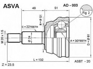 ASVA AD-003 jungčių komplektas, kardaninis velenas 
 Ratų pavara -> Sujungimai/komplektas
321498099C, 811407311, 811498099