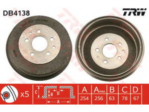 TRW DB4138 stabdžių būgnas 
 Stabdžių sistema -> Būgninis stabdys -> Stabdžių būgnas
4243126010, 4243126050, 4243135030