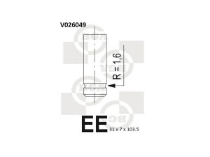 BGA V026049 išleidimo vožtuvas 
 Variklis -> Variklio uždegimo laiko reguliavimo kontrolė -> Vožtuvų eilė -> Vožtuvai/dalys
1110501227, 1110501427, 6110500127