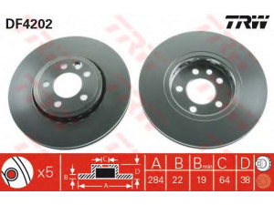 TRW DF4202 stabdžių diskas 
 Stabdžių sistema -> Diskinis stabdys -> Stabdžių diskas
SDB000880, SDB100940, GBD90844