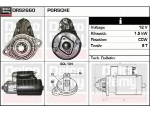 DELCO REMY DRS2660 starteris 
 Elektros įranga -> Starterio sistema -> Starteris
91160410101, 01471610, 6442061