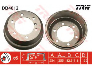 TRW DB4012 stabdžių būgnas 
 Stabdžių sistema -> Būgninis stabdys -> Stabdžių būgnas
BAU4537