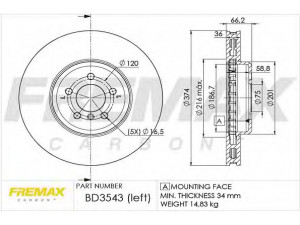 FREMAX BD-3543 stabdžių diskas 
 Stabdžių sistema -> Diskinis stabdys -> Stabdžių diskas
3411 6 785.675, 3411 6 789 543