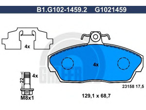 GALFER B1.G102-1459.2 stabdžių trinkelių rinkinys, diskinis stabdys 
 Techninės priežiūros dalys -> Papildomas remontas
SFP100360