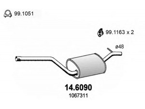 ASSO 14.6090 vidurinis duslintuvas 
 Išmetimo sistema -> Duslintuvas
1067311, 1121570, 1230850, 1230852
