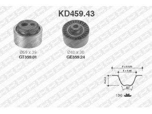 SNR KD459.43 paskirstymo diržo komplektas 
 Techninės priežiūros dalys -> Papildomas remontas
0829-30, 0830-46, 0831-77, 0831-T2
