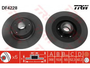 TRW DF4228 stabdžių diskas 
 Stabdžių sistema -> Diskinis stabdys -> Stabdžių diskas
7701206924, 8200018407, 8200663193