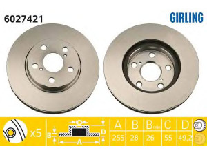 GIRLING 6027421 stabdžių diskas 
 Stabdžių sistema -> Diskinis stabdys -> Stabdžių diskas
4351205010, 4351205020, 4351220500