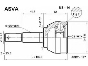 ASVA NS-14 jungčių komplektas, kardaninis velenas 
 Ratų pavara -> Sujungimai/komplektas
39100-50A20, 39101-50A20, 39101-55A00