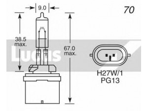 LUCAS ELECTRICAL LLB880 lemputė, rūko žibintas 
 Elektros įranga -> Pagalbiniai žibintai/dalys -> Rūko žibintas/dalys -> Lemputė, rūko žibintas
