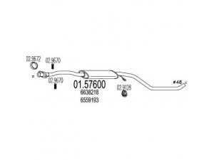 MTS 01.57600 vidurinis duslintuvas 
 Išmetimo sistema -> Duslintuvas
6559193, 6638218