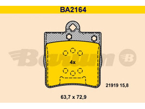 BARUM BA2164 stabdžių trinkelių rinkinys, diskinis stabdys 
 Techninės priežiūros dalys -> Papildomas remontas
0 5126 300AA, 0 5139 902AA, 5126 300AA