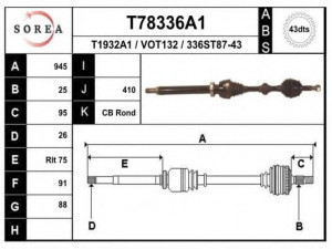 EAI T78336A1 kardaninis velenas 
 Ratų pavara -> Kardaninis velenas
