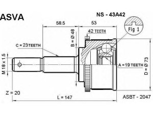ASVA NS-43A42 jungčių komplektas, kardaninis velenas 
 Ratų pavara -> Sujungimai/komplektas
39100-45B00, 39100-45B10, 39100-4F100
