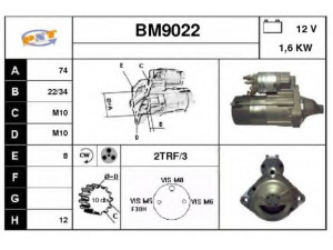 SNRA BM9022 starteris 
 Elektros įranga -> Starterio sistema -> Starteris
1247787354, 7787354, 7787356