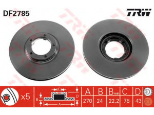 TRW DF2785 stabdžių diskas 
 Dviratė transporto priemonės -> Stabdžių sistema -> Stabdžių diskai / priedai
5029816, 5209816, 6952853, 95VX1125BA