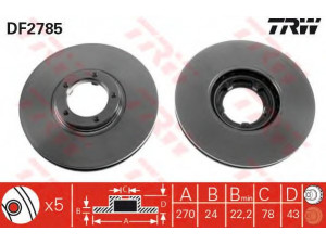 TRW DF2785 stabdžių diskas 
 Stabdžių sistema -> Diskinis stabdys -> Stabdžių diskas
5029816, 5209816, 6952853, 95VX1125BA