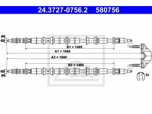 ATE 24.3727-0756.2 trosas, stovėjimo stabdys 
 Stabdžių sistema -> Valdymo svirtys/trosai
13104993, 24465149, 5 22 008, 5 22 529