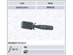MAGNETI MARELLI 000050125010 vairo kolonėlės jungiklis 
 Vidaus įranga -> Rankinės/kojinės svirties sistema
6239J3, 96307472ZL