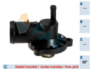 FAE 5352088 termostatas, aušinimo skystis 
 Aušinimo sistema -> Termostatas/tarpiklis -> Thermostat
007 072 211 A, 047 121 111 D, 047 121 111 E