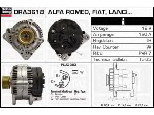 DELCO REMY DRA3618 kintamosios srovės generatorius 
 Elektros įranga -> Kint. sr. generatorius/dalys -> Kintamosios srovės generatorius
0060567646, 5576460, 60313064, 60567646