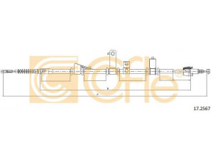 COFLE 17.2567 trosas, stovėjimo stabdys 
 Stabdžių sistema -> Valdymo svirtys/trosai
597602B000, 597602B800